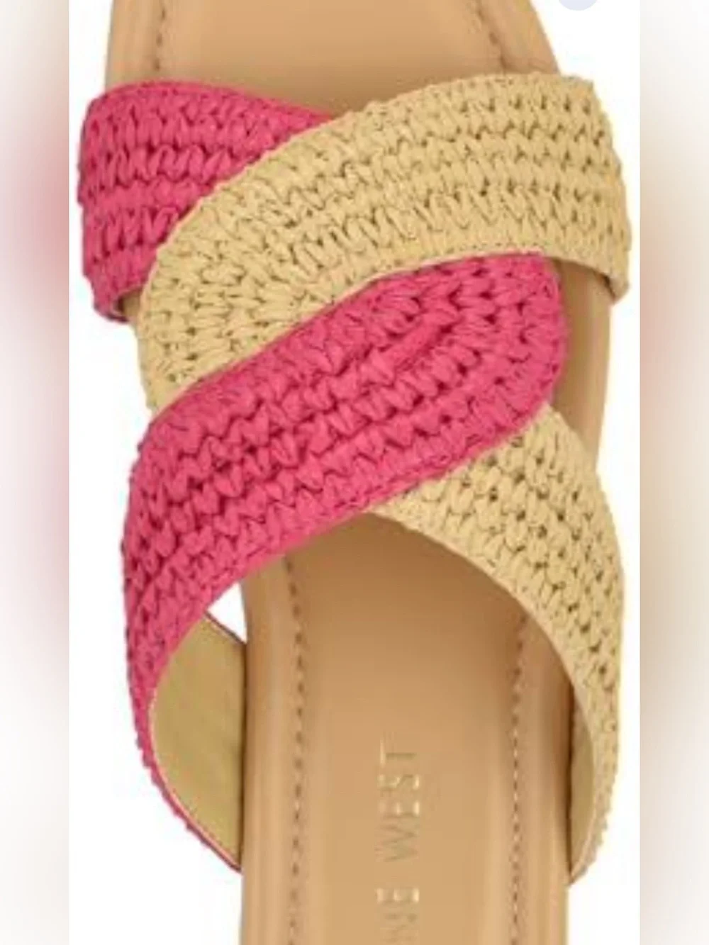 Nine West Women's Quara Sandal, Light Natural/Pink 111, Size 9.5- new in box